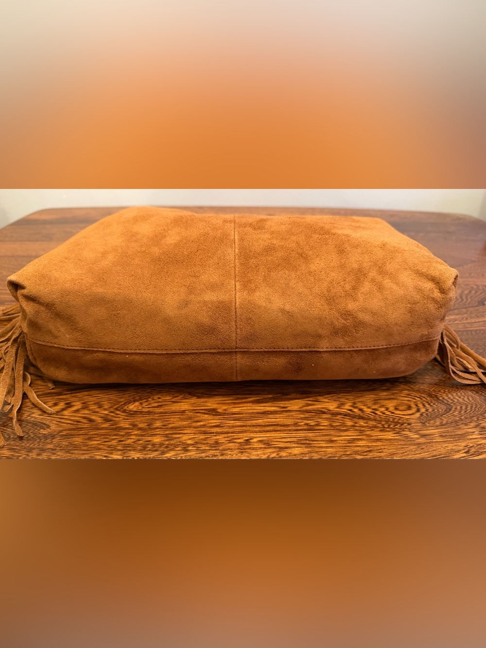 Haute Hippie Cognac Suede Fringe Shoulder Hobo Bag - Picture 5 of 8